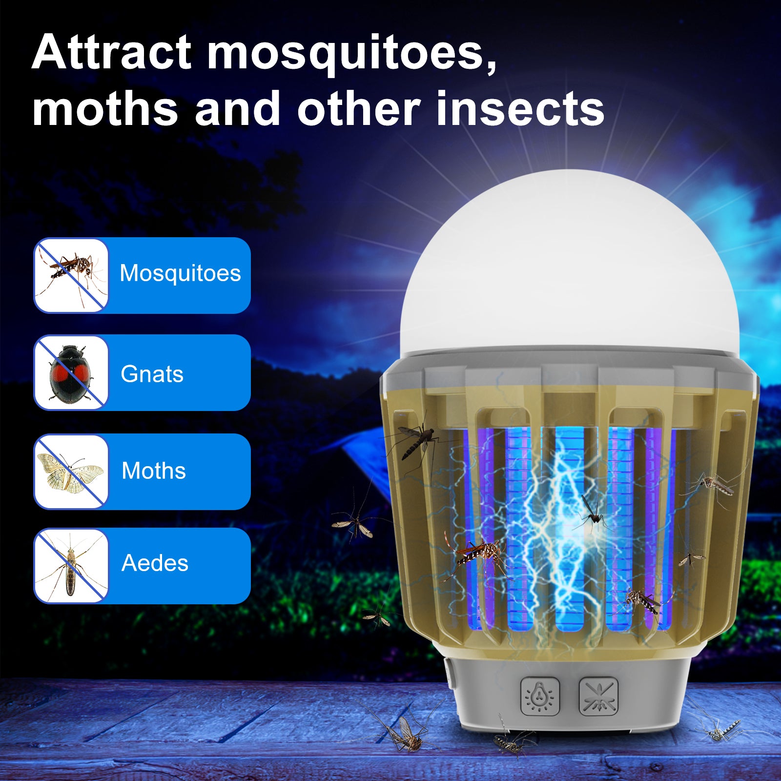 ALING Portable Bug Zapper,Solar Electric Mosquito Killer Lamp For Indoor &  Outdoor,Rechargeable Insect Fly Trap Waterproof Bug Zapper Camping Lantern